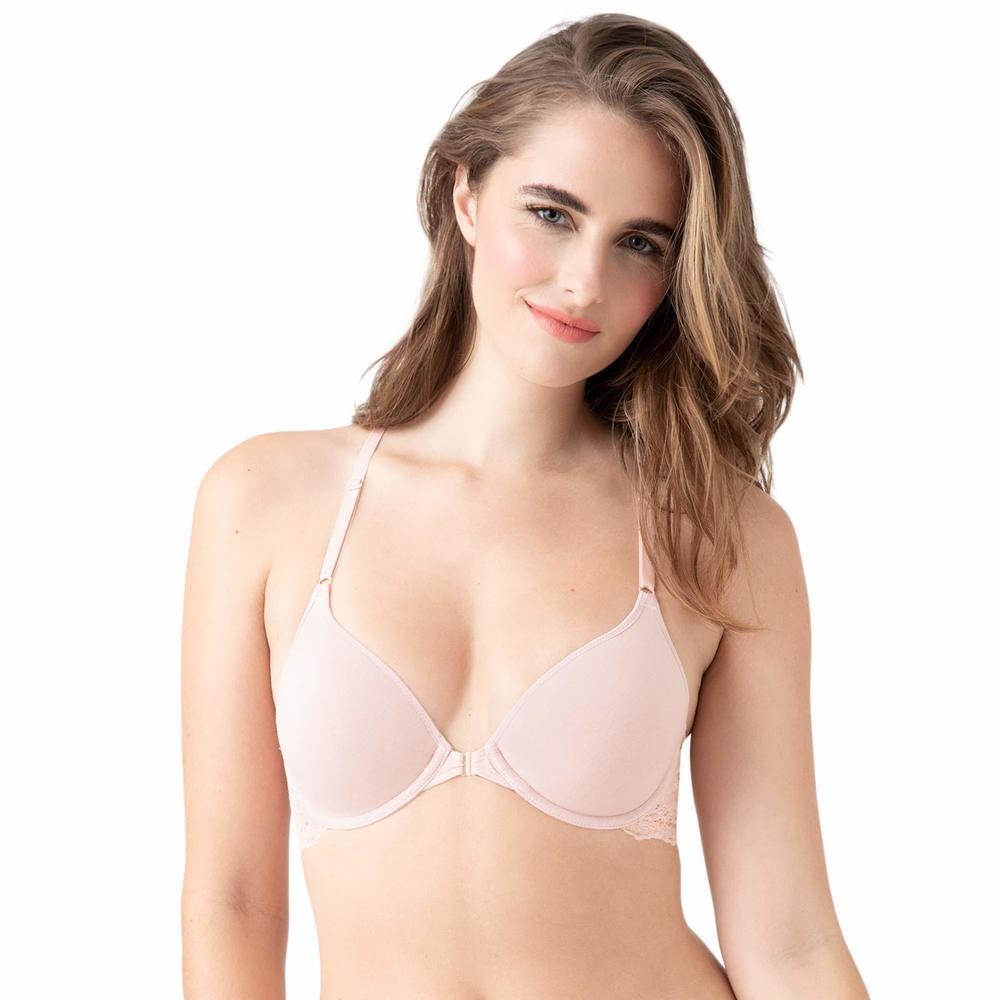 b.tempt'd Wacoal Eyelet Front Close Racerback T-Shirt Bra Rose Smoke 32DD